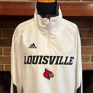 Adidas White Louisville Quarter-Zip Pullover